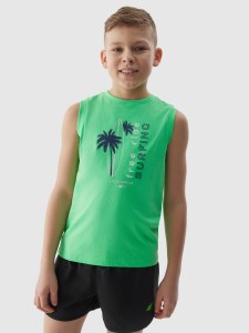 TANK TOP REGULAR CHŁOPIĘCY  4FJWSS24TSLEM040 SOCZYSTA ZIELEŃ NEON