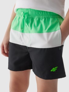 SPODENKI PLAŻOWE BOARDSHORTY CHŁOPIĘCE 4FJWSS24UBDSM065 SOCZYSTA ZIELEŃ NEON
